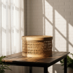 Handwoven Bamboo Storage Basket with Lid | Round Cane Weave Hamper