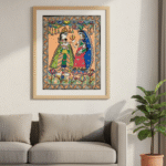 Hand-Painted Radha-Krishna Madhubani Art (15x12 in) | Classic Mithila Wedding Motif