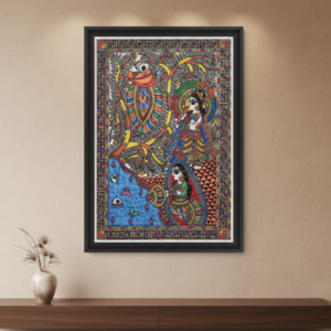 Hand-Painted Radha-Krishna Madhubani Art | Classic Mithila Masterpiece