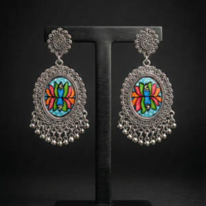 Hand-Painted Dual Fish Madhubani Earrings | Twin Matsya Heritage Studs